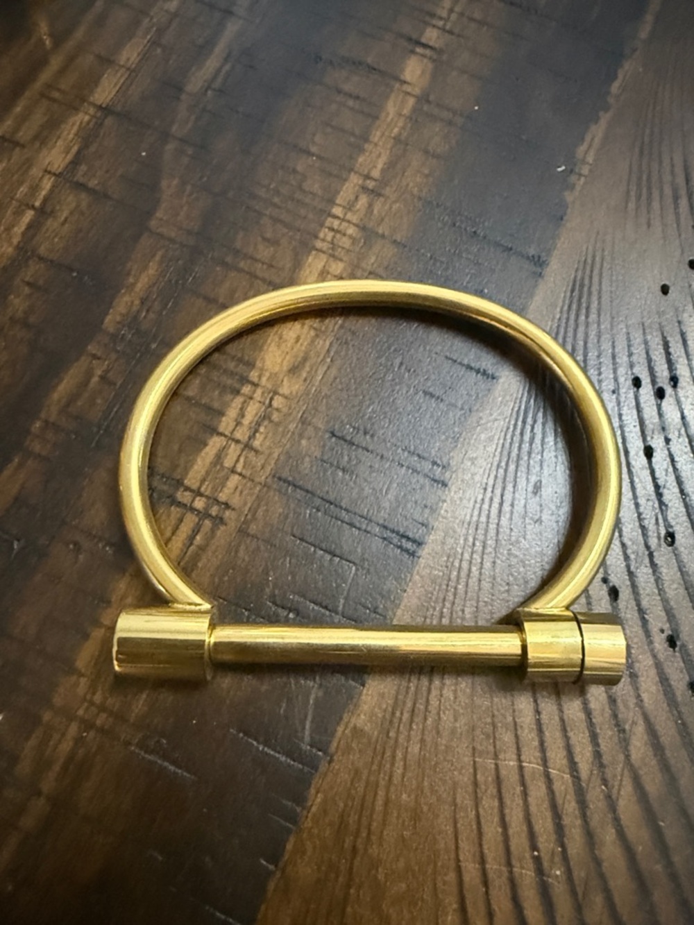 Gold Tone Open Cuff Bracelet with Bar Accent